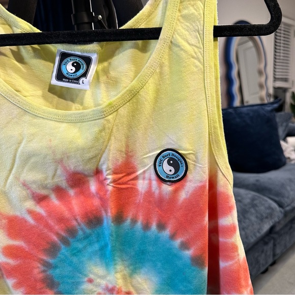 T&C Surf Designs Hawaii Tie Dye Tank Top in Yellow/Red/Green - Picture 4 of 5